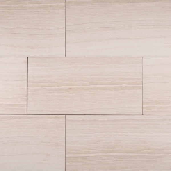 Eramosa White 12 In. X 24 In. Glazed Porcelain Floor And Wall Tile, 6PK
